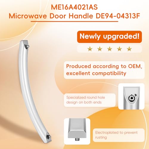 Polerden ME16A4021AS Microwave Door Handle for Samsung DE94-04313F Replacement (No Screws, Silver)