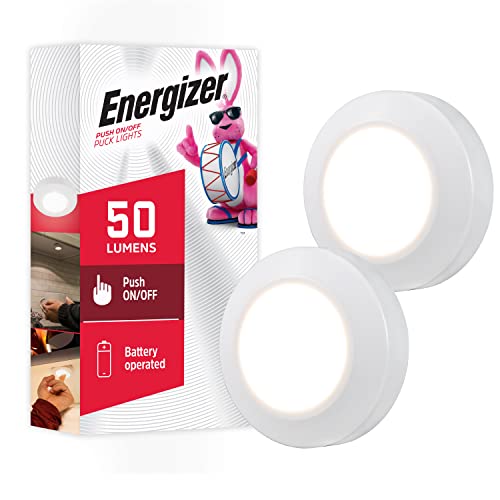 Energizer 2 Pack White Battery-Powered Puck Lights Tap On/Off 50 Lumens