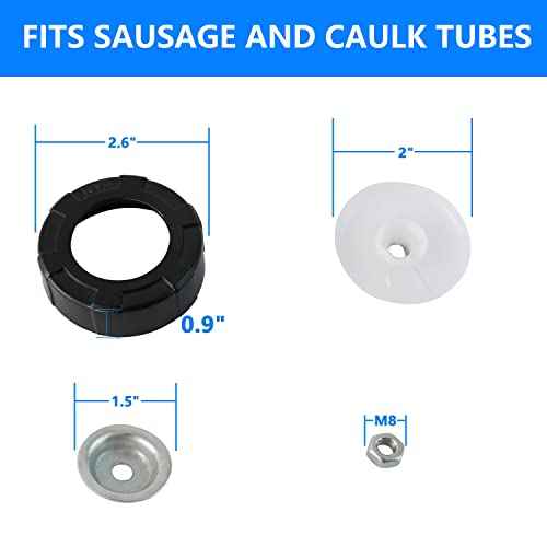 Sausage Caulking Gun Aluminum Front Cap and Diameter Piston Replacement Kit for Easy Repair Sausage and Bulk Caulk Guns