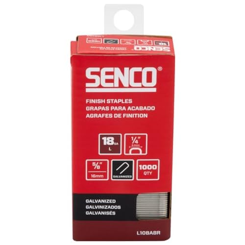 SENCO L10BABR 5/8" 18 Gauge 1/4" Crown Finish Staples, Galvanized Finish 1,000 Count Pack