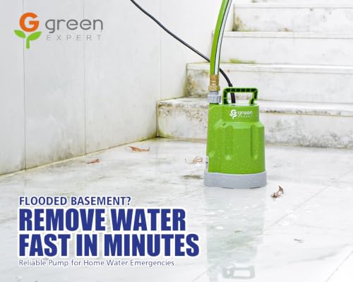 G Green Expert 1/4HP Submersible Sump Pump 1800GPH Water Drainage for Basement & Pool
