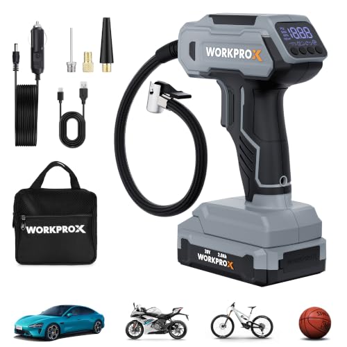 WORKPROX Portable Tire Inflator - Wireless 150 PSI Car & Bike Air Pump with Digital Gauge
