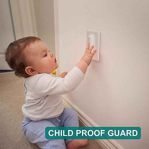 CLYMENE Light Switch Cover Guard, Child Proof Wall Switch Cover Keeps Your Lights or Switches from Getting Accidentally Turned ON or Off, Toggle Style (White, 2 Pack)