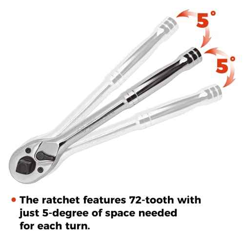 3-IN-1 Ratchet Handle, 1/4", 3/8", 1/2", Ratchet Wrench, Socket Wrench, 72-Tooth, Reversible Switch, Full-Polished Chrome Plating, Chromium Vanadium Steel
