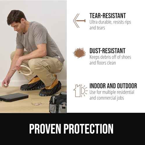GORILLA GUARD Shoe Covers Disposable, Pack of 50 (25 Pairs) Ankle Booties, Tear and Dust Resistant Accessories for Work, Heavy Duty Safety Boot Cover for Indoors and Outdoors, Secure Fit Black