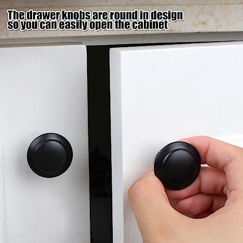 Romeda Round Black Drawer Knobs 30mm - Set of 18 for Cabinets & Dressers