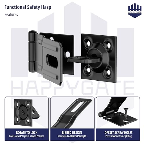 HAPPYGATE Black Swivel Staple Safety Hasp Lock with Twist Knob - 1pc