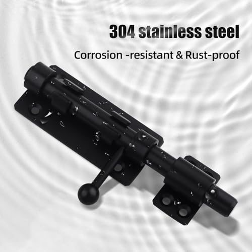 Black 6.3-Inch Heavy Duty Stainless Steel Barrel Bolt Latch for Doors & Gates