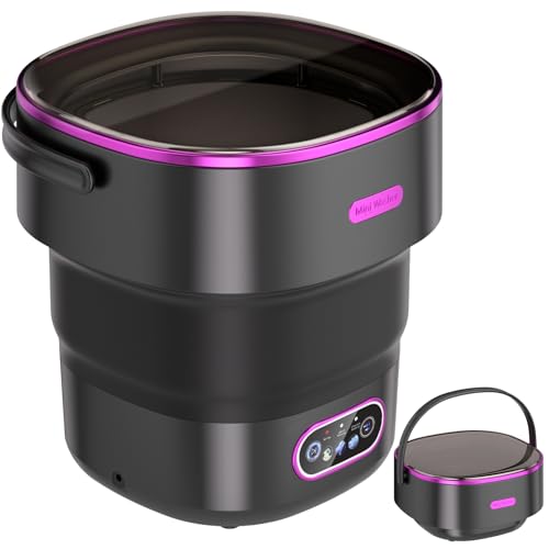 Zeynor 20L Mini Portable Folding Washing Machine Black Purple for Travel & Small Spaces