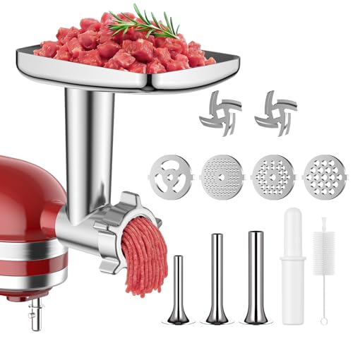KitchenAid Meat Grinder Attachment with 4 Grinding Plates & Sausage Tubes