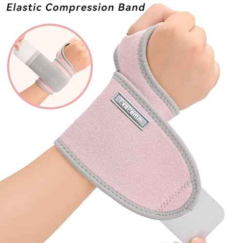 Carpal Tunnel Wrist Brace for Right Left Hand 2 Pack, Wrist Support Wraps for Women Men, Adjustable Wrist Brace for Tendonitis, Arthritis, Weightlifting, Sports, Day Night Support, Pink