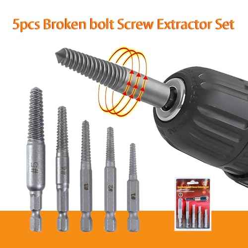 ?LONKER 6 Pcs Screw Extractor Set, Easy Out Bolt Extractor and HSS Steel Cobalt Left Hand Drill Bit Kit, Stripped Screw Extractor with 1/4'' Adapter for Broken Bolts, Screws and Studs