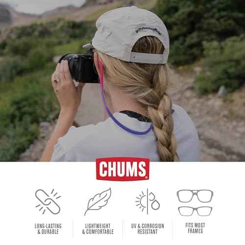 Chums Switchback Safety Eyewear Retainer - Lightweight & UV Resistant Silicone Sunglasses Strap for Men & Women - Red Coral