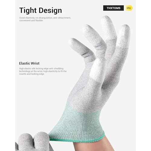 ThxToms ESD Anti Static Gloves, High Resistance Carbon Fiber Protects Your Computer Safe