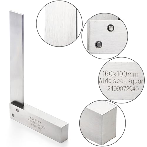 Suwimut Machinist Square Set 2/3/4/6 in - Hardened Steel 90° Ruler Squares