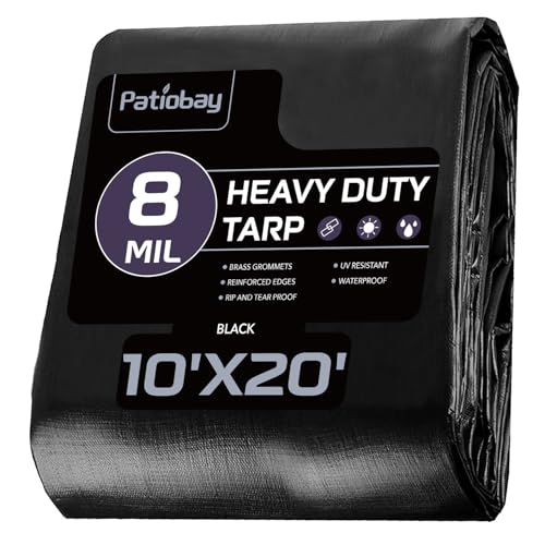 8 Mil Black Heavy Duty Waterproof Tarp 10x20 Feet – Patiobay Heavy-Duty Polyethylene Cover