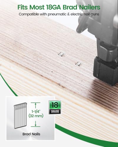 Meite 18 Gauge Brad Nails 1-1/4 Inch, Galvanized Finish, 5,000 Count Box for Nail Guns