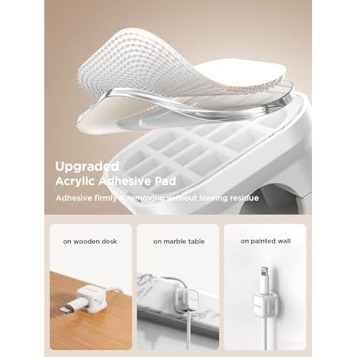 6 Pack Magnetic Cable Clips [Cable Smooth Adjustable] Cord Holder, Under Desk Cable Management, JOYROOM Adhesive Wire Holder Keeper Organizer for Home Office Desk Phone Car Wall Desktop Nightstand