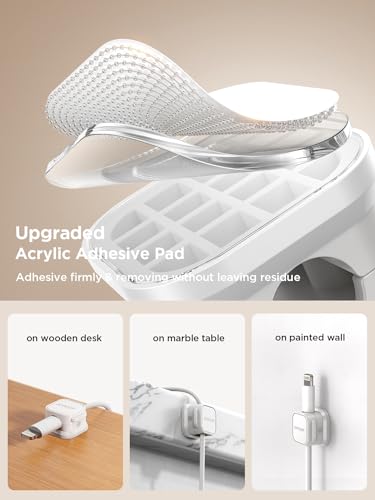 White 9-Pack Magnetic Cable Clips - Cord Organizer & Wire Holder for Desk & Wall