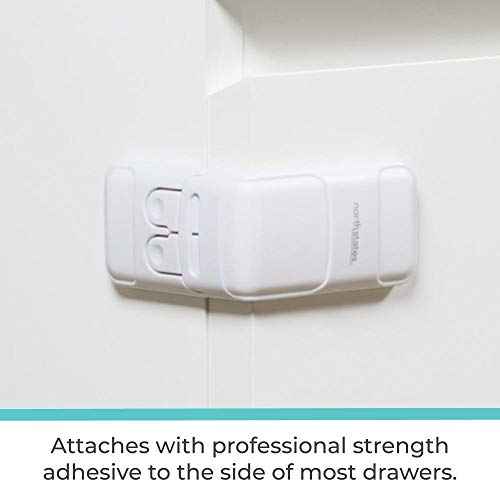 Toddleroo by North States - Corner Drawer Locks for Baby Proofing: Child Proof Drawer Locks - 2 Pack - White