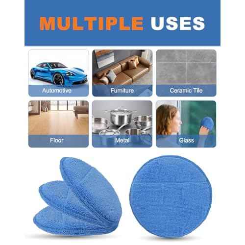 Wax Applicator Pads, 10 Pack Applicator Pad with Finger Pocket, Car Wax Applicator Pad, Foam Pads for Car Cleaning and Detail Polishing Pad