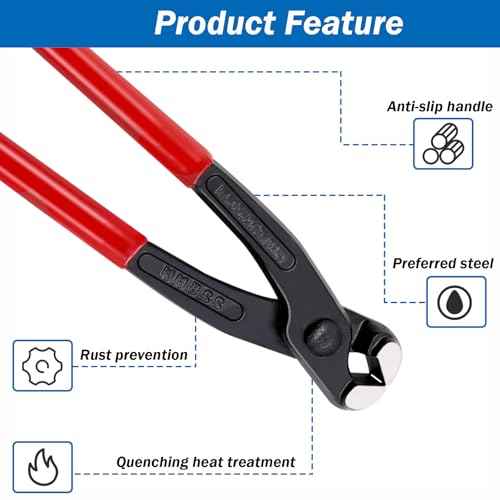 Ear Clamp Pliers 9 Inch Hose Clamp Crimping Tool Carbon Steel Pinch Clamp Pliers Install Remove Clamp Nail Puller Tool for repairing pipes, fuel lines