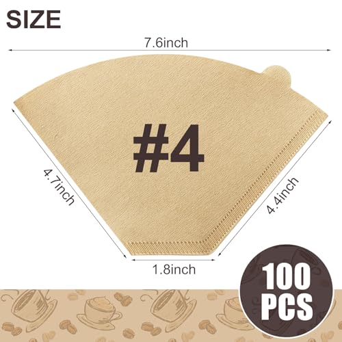 Prudiut 100Pcs #4 Cone Coffee Filters 8-12 Cup for Ninja Made - U4/100Pcs