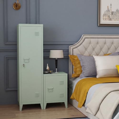 Green Metal Lockable Storage Cabinet with Shelves - Home Office & Kids Room Organizer H50"