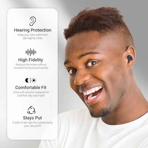Motorcycle Ear Plugs Wind Noise, Concert Ear Plugs Hearing Protection, 25-30dB Noise Reduction Silicone Earplugs for Concerts, Sleep, Motorcycle, Work, 8 Eartips, Black