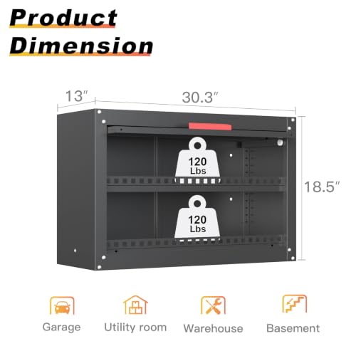 Kelueo 18.5 in H Garage Wall Cabinet with Up Flip Door, 30.3 x 13 in storage