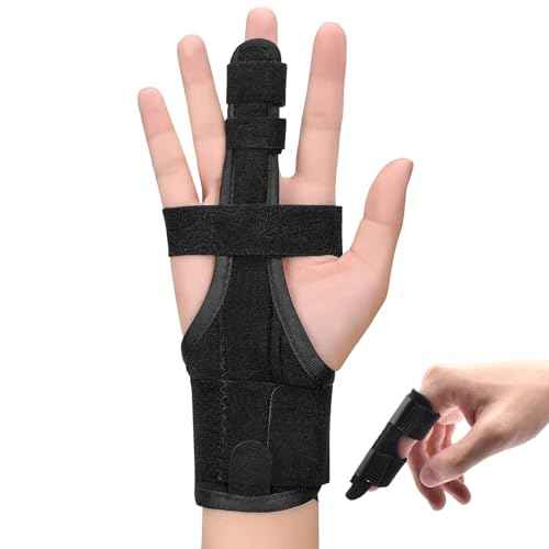 Full Trigger Finger Splint - Hand and Wrist Brace Support for Sprains, Pain Relief, Arthritis, Tendonitis, Fractured Finger - Adjustable Locking Straightener