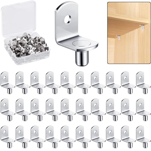 50pcs 5mm Shelf Support Pegs L-Shaped Nickel Plated Cabinet Shelf Pins