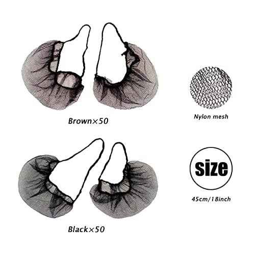 100PCS Beard Nets Disposable Nylon Protective Beard Covers with Single Loop for Men Food Service Safe Clean Work Environment(Black+Brown)