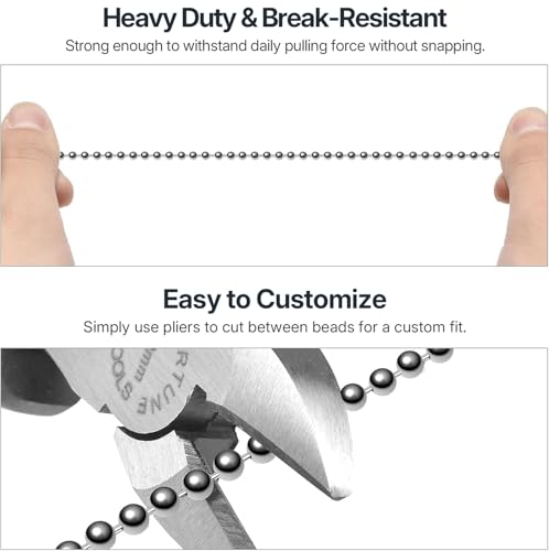 SmoTecQ Silver Ceiling Fan Pull Chain Extender 24-Inch Long with Decorative Frosted Glass Bulb & Fan Cord