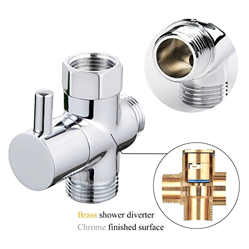 Sneatup Solid Brass 3-Way G1/2 Shower Diverter Chrome-Plated, Easy Install, Leak-Free