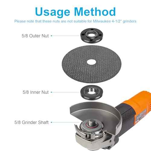 7PCS Angle Grinder Nut Angle Grinder Flange Wrench Kit, 5/8-11 Flange Metal Lock Nut, Compatible with DeWalt, Milwaukee, Makita, Metabo, Bosch, Ryobi, Black & Decker 4.5" 5" Grinder Parts
