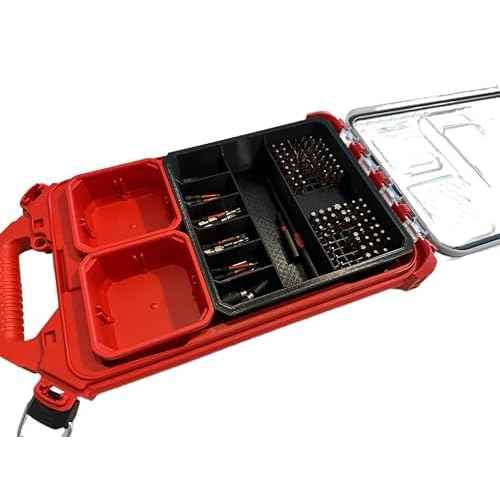 Impact bit holder insert for Packout Low Profile Organizers (7 Compartment + 110 Bit) (Red)