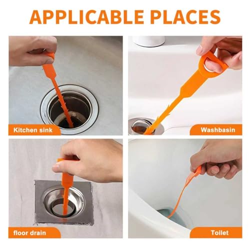 AsonTao 4 Pack Drain Snake Clog Remover 20 Inch Flexible Hair & Debris Tool