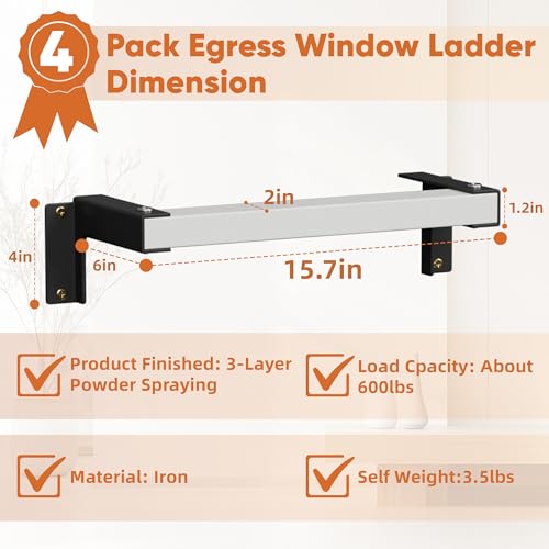 MYOYAY Window Well Ladder 4-Rung Heavy Duty Egress, Adjustable Basement Multi-Purpose Fire Escape Ladder for Home Safety