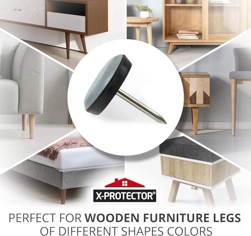 1 Inch Grey Furniture Chair Glides 24 pcs - Nail-on Floor Protectors for All Furniture