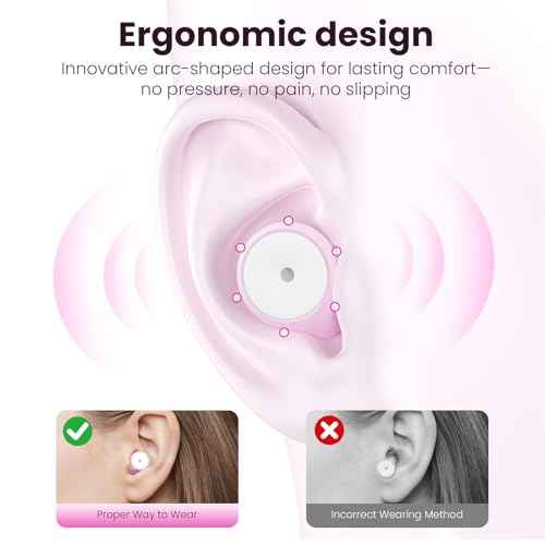 Ear Plugs for Sleeping Noise Reduction, 30dB Ear Plugs for Hearing Protection, 4 Pair Eartips Silicone Soft Reusable EarPlugs for Sleep, Concert, Focus with Case