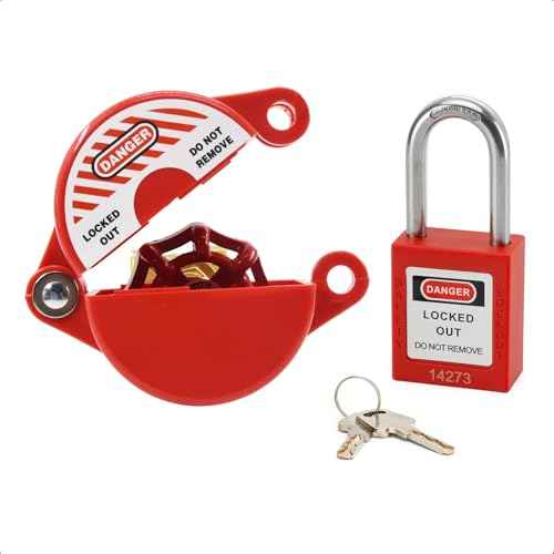 Gate Valve Lockout Device with Safety Padlock,Outdoor Faucet Knob Lock Kit for Outdoor Hose Bib,Propane Tank,Fit 1 to 2-1/2 in Dia Gate Valve Handle