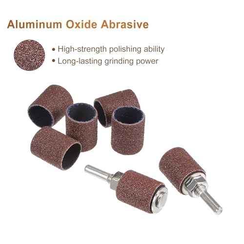 uxcell 30 Pcs 3/4 Inch Sanding Sleeves Sandpaper Set 80 Grit with 2 Pcs 0.79 Inch Drum Mandrels for Rotary Tools