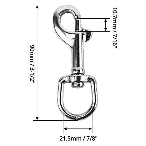 QWORK Stainless Steel Trigger Clips with Swivel Joints 90mm Silver 2 Pack