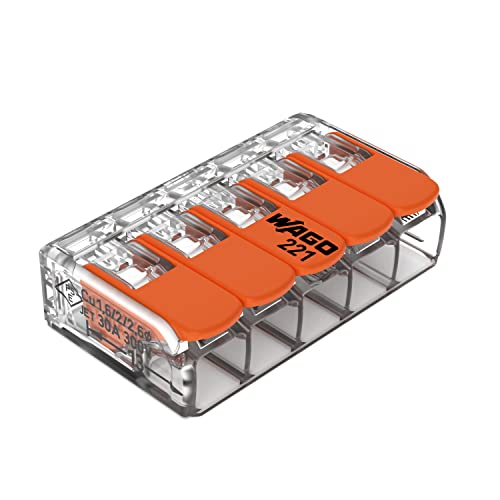 WAGO Lever-Nuts® 5-Conductor Splicing Connectors Box of 15 - Transparent Housing