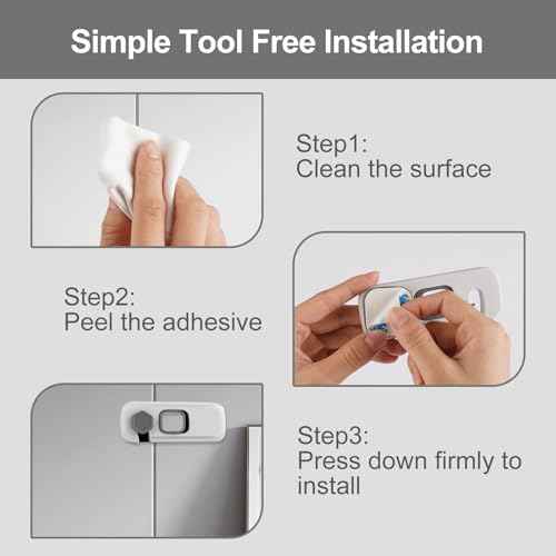 5 Pack Childproof Refrigerator Lock,Baby Safety Fridge Door Lock,Freezer Lock Apply to Max 1"(25mm) Sealing Strip,Cabinet Cupboard Lock for Toddlers,Easy to Install,No Tools Need or Drill,Grey