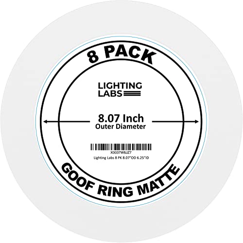 8 Pack Matte White Recessed Light Trim Rings for 6-Inch Can Fixtures, Outer Diameter 8 Inches