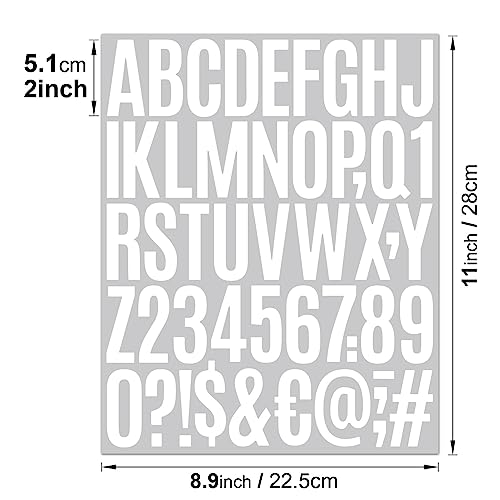 Jiepuxiter Waterproof Alphabet & Number Stickers 2 inch White - Clear Vinyl Decals