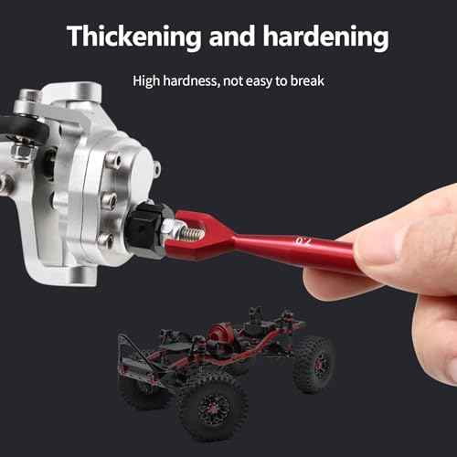 3pcs Aluminum Alloy Wrench 3-4mm 4.5-5mm 5.5-7mm Double End Universal Spanner Open End Small Wrench Set Repair Tool For Rc Crawler Car HSP Traxxas Axial SCX10 Truck (Red)