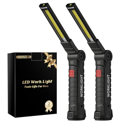 Coquimbo 2 Pack Rechargeable LED Work Lights - Black | Portable, Multi-Mode Camping & Workshop Lighting for Men & Dad